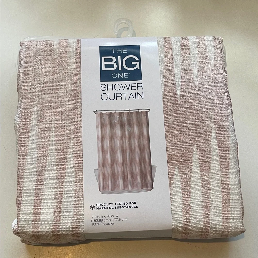 The Big One Blush and White Shower Curtain